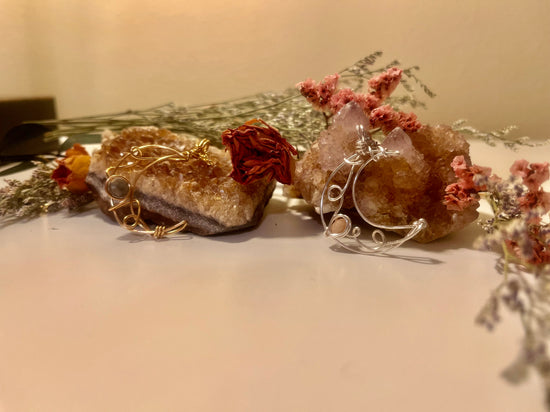 Crescent Moon wire wrap Pendants